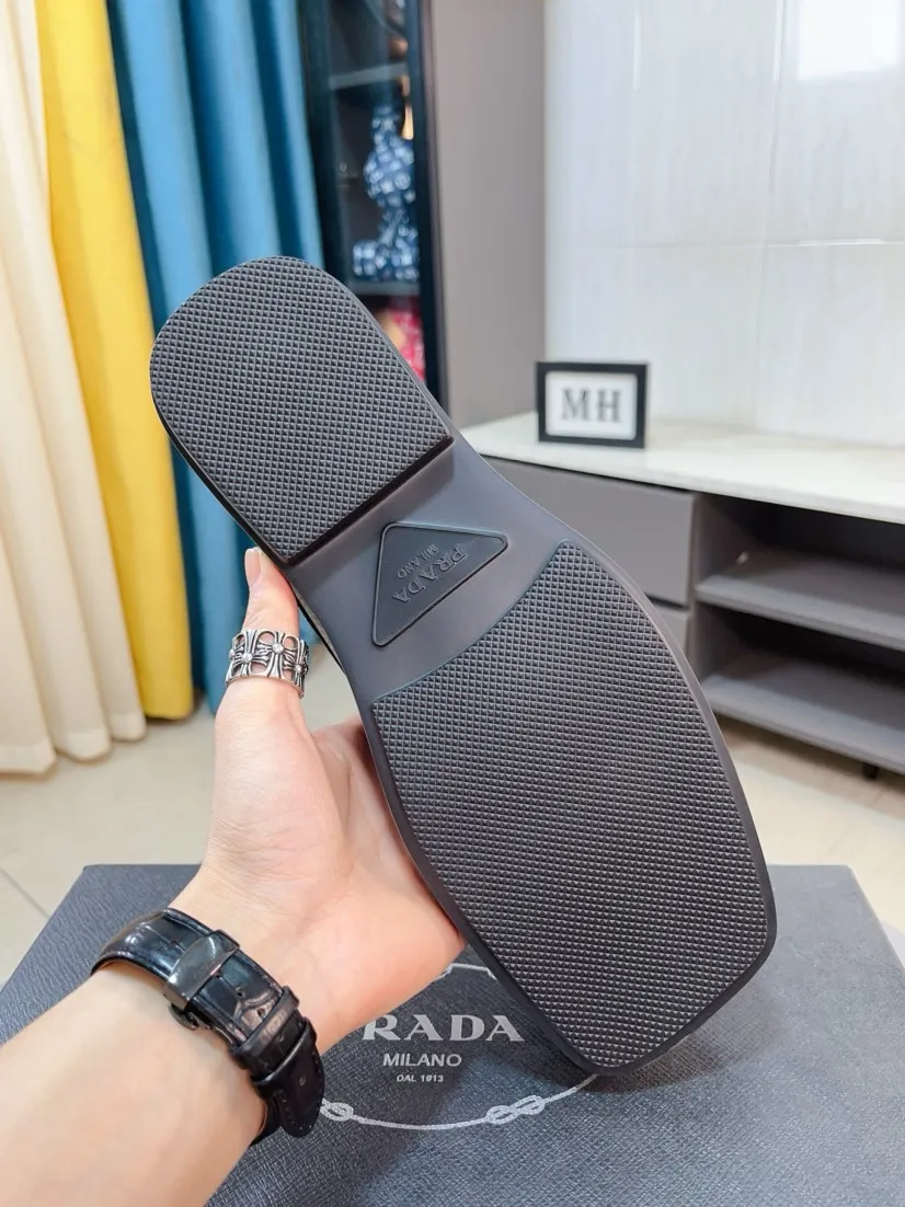 Men's shoes 💰540🌹🌹【PRADA Leather Shoes】Top purchasing agency Original imported Italian custom-made open-edge beaded cowhide leather surface, fully imported water-dyed breathable cowhide lining, original factory special molded sole super comfortable, size: 38-44